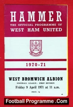 West Ham United v WBA 1971 - football programme