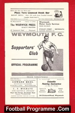 Weymouth v Yeovil Town 1964 - football programme