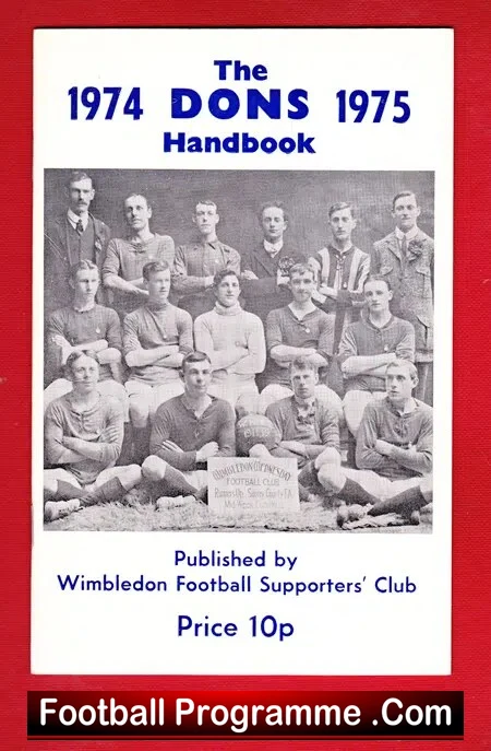 Wimbledon Football Club Official Handbook 1974 – 1975
