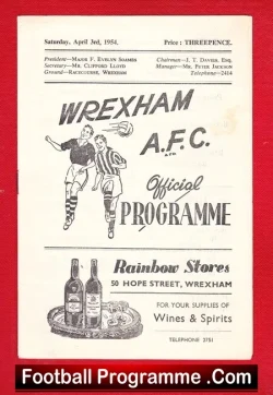 Wrexham v Darlington 1954 – Official Football Programme