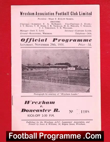 Wrexham v Doncaster Rovers 1958