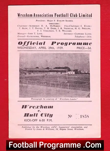 Wrexham v Hull City 1959