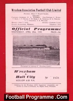 Wrexham v Hull City 1959 - football programme