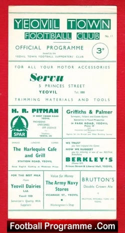 Yeovil Town v Cheltenham Town 1960 - football programme
