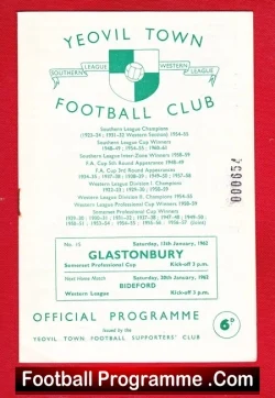 Yeovil Town v Glastonbury 1962 – Somerset Cup