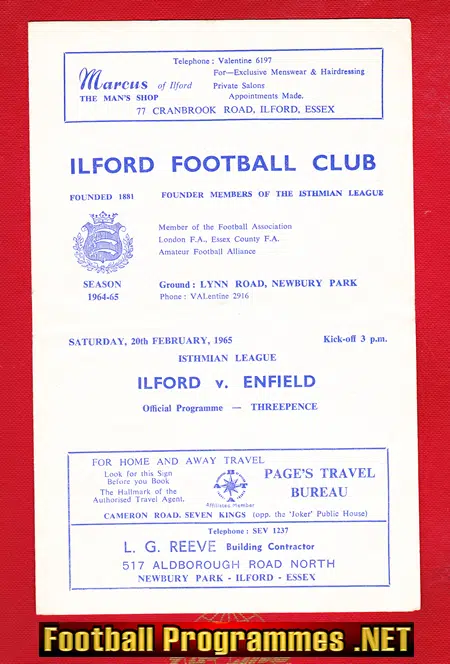 Ilford v Enfield 1965
