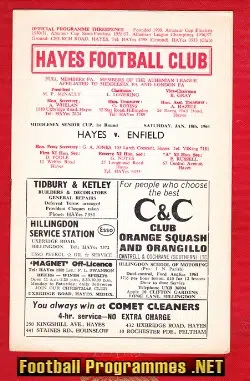 Hayes v Enfield 1964 - Football Programme
