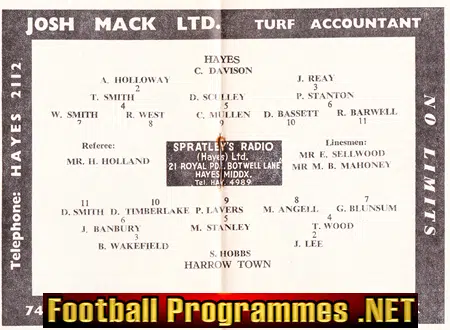 Hayes v Harrow Town 1965
