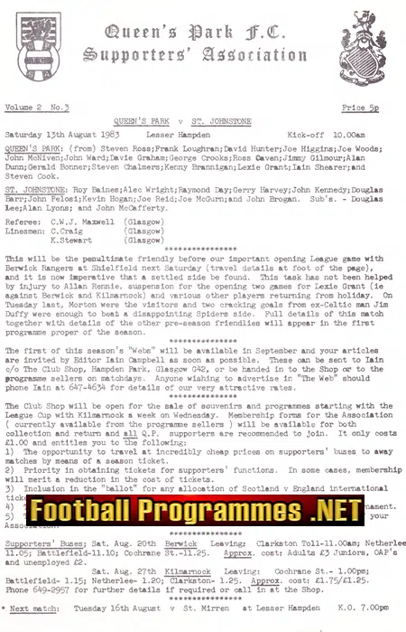 Queens Park v St Johnstone 1983 – Friendly Match Scotland