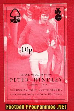 Peter Hindley Testimonial Benefit Game Nottingham Forest 1974