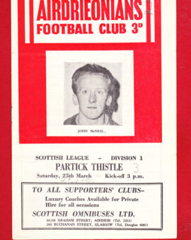 Airdrieonians Airdrie v Partick Thistle 1961
