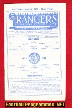 Glasgow Rangers v Kilmarnock 1963
