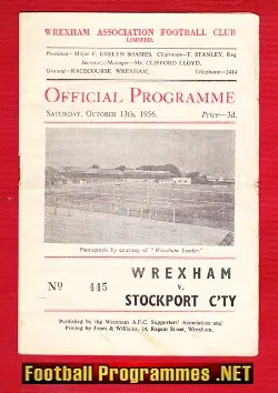 Wrexham v Stockport County 1956 - 1950s Programme