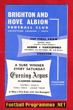 Brighton Hove Albion v Hartlepool United 1964