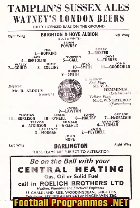 Brighton Hove Albion v Darlington 1965