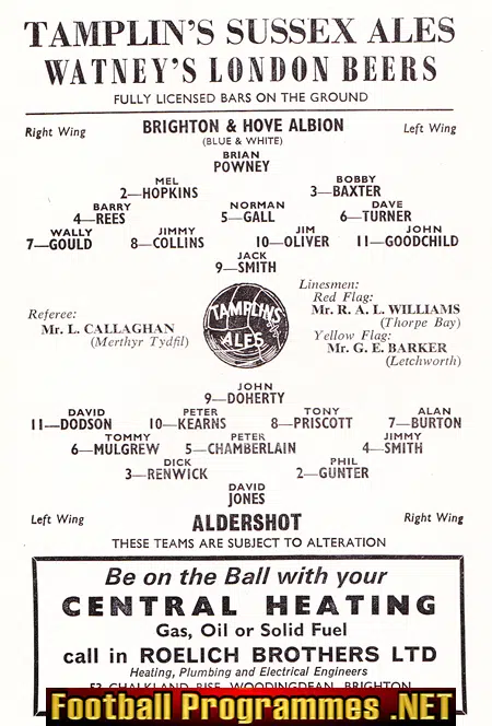 Brighton Hove Albion v Aldershot 1965