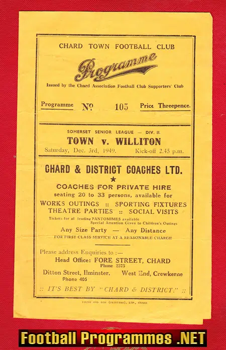 Chard Town v Williton 1949 – Somerset Senior League