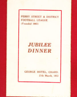 Chard Town Football Club Jubilee Dinner Menu + serviette 1953