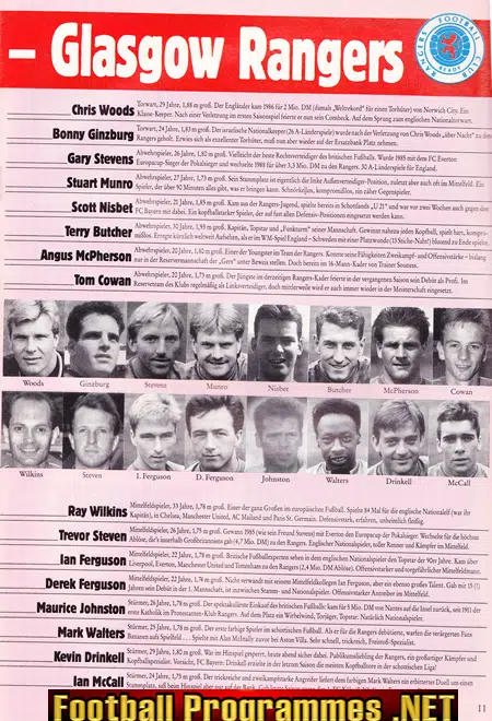 Bayern Munich v Glasgow Rangers 1989 - German - Germany