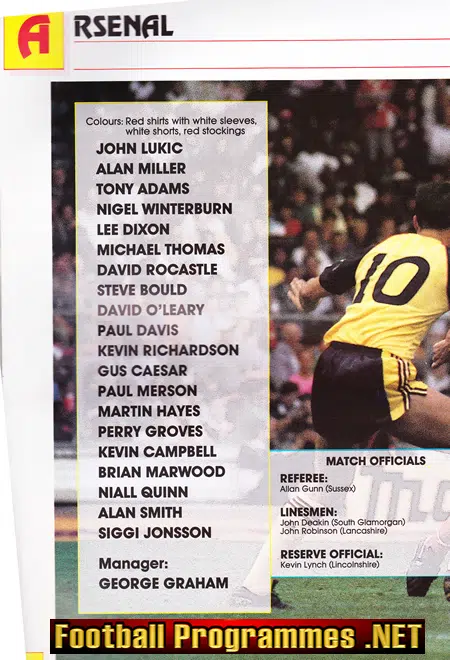 Liverpool v Arsenal 1989 - Charity Shield Wembley