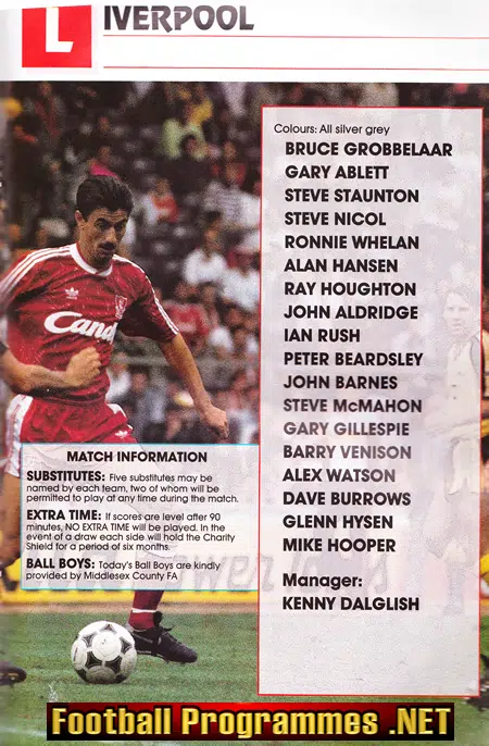 Liverpool v Arsenal 1989 - Charity Shield Wembley