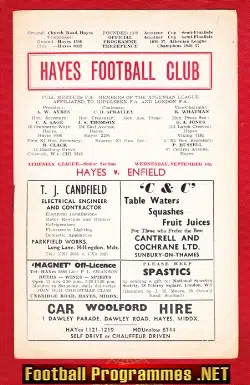 Hayes v Enfield 1960 - Athenian League