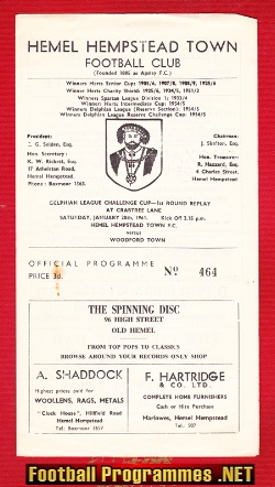 Hemel Hempstead Town v Woodford Town 1961 – League Cup Replay