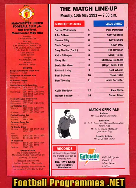 Manchester United v Leeds United 1993 - FA Youth Cup Final + TiK
