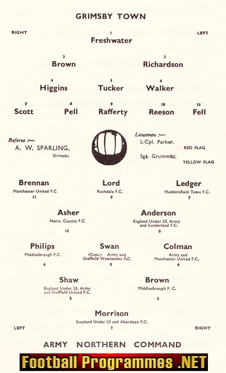 Grimsby Town v Army Northern Command 1957 - Busby Babes