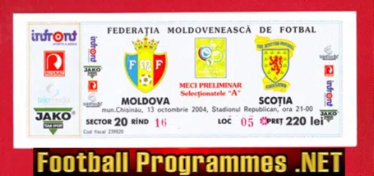 Moldova v Scotland 2004 - Used Football Ticket