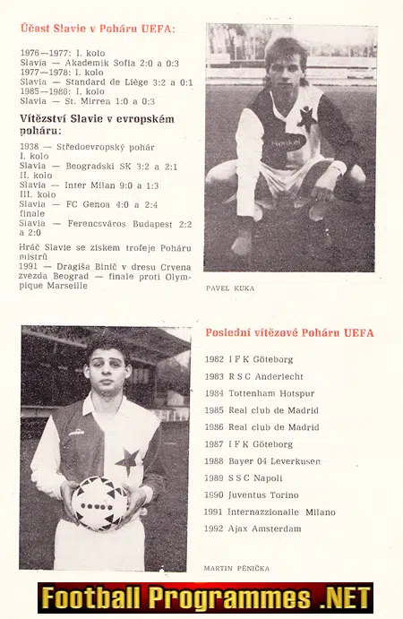 SK Slavia Prague v Heart Of Midlothian 1992 - Czech Republic