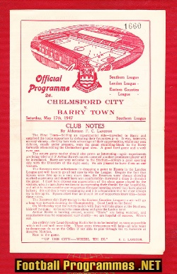 Chelmsford City v Barry Town 1947