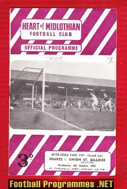 Heart Of Midlothian v Union St Gilloise 1961 - Fairs Cup Belgium