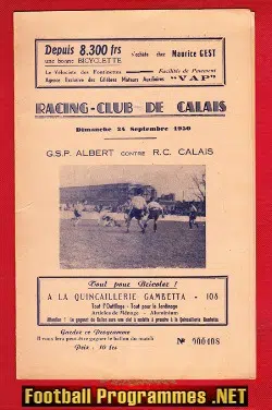 Racing Club De Calais v GSP Albert 1950 - France French Football