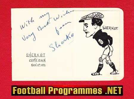 Sherkot – Comedian Goalkeeper – 1939 – Signed Caricature