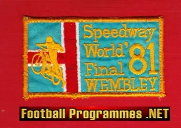 Speedway World Final Cloth Patch Badge 1981 - Wembley