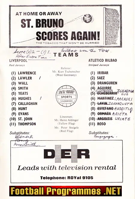 Liverpool v Atletic Bilbao 1968 - Fairs Cup