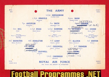 Army v Royal Air Force RAF 1956 Duncan Edwards Manchester United