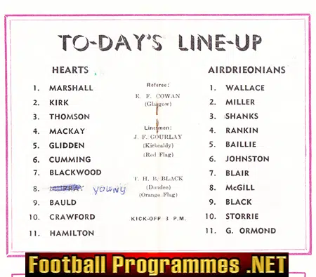 Heart Of Midlothian v Airdrieonians Airdrie 1958 - to clear