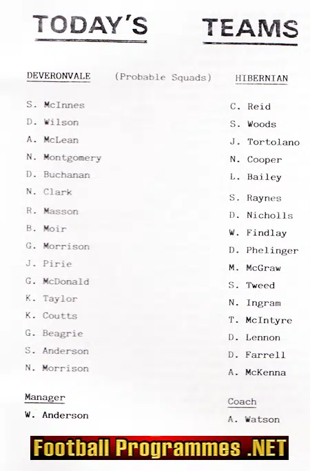 Deveronvale v Hibernian Hibs 1990 Highland Football League Banff