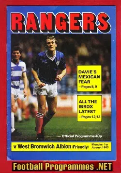 Glasgow Rangers v WBA 1983 - Friendly Match at Ibrox Scotland