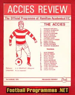 Hamilton Academical v Walsall 1971 – Friendly Match