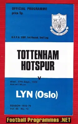 Tottenham Hotspur v Lyn 1972 - UEFA Cup Oslo - Norway