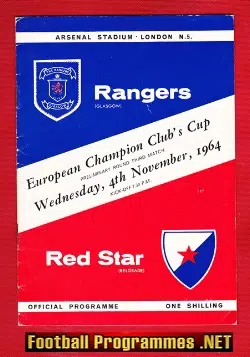 Red Star v Glasgow Rangers 1964 - European Champions Cup Arsenal