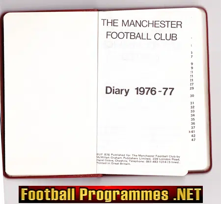 Manchester Rugby Football Club Diary Book 1976 - 1977