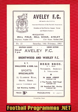 Aveley v Brentwood Warley 1963