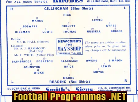 Gillingham v Reading 1951