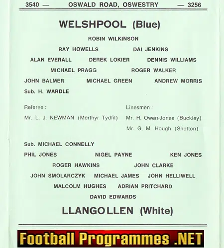 Welshpool Town v Llangollen 1971 - Welsh Semi Final Oswestry