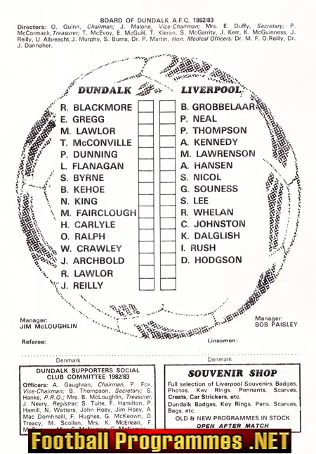 Dundalk v Liverpool 1982 - European Cup - Ireland