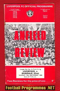 Liverpool v Dundalk 1969 - European Fairs Cup - score 10 - 0